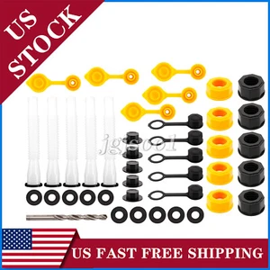 5Pcs Gas Can Spouts with Caps & Gaskets Compatible w/ Most Plastic Gas Cans New - Picture 1 of 18