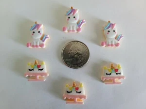 6 Pcs Lot unicorn 3D resin Flatback Cabochon Hair Bow Center Supplies - Picture 1 of 1