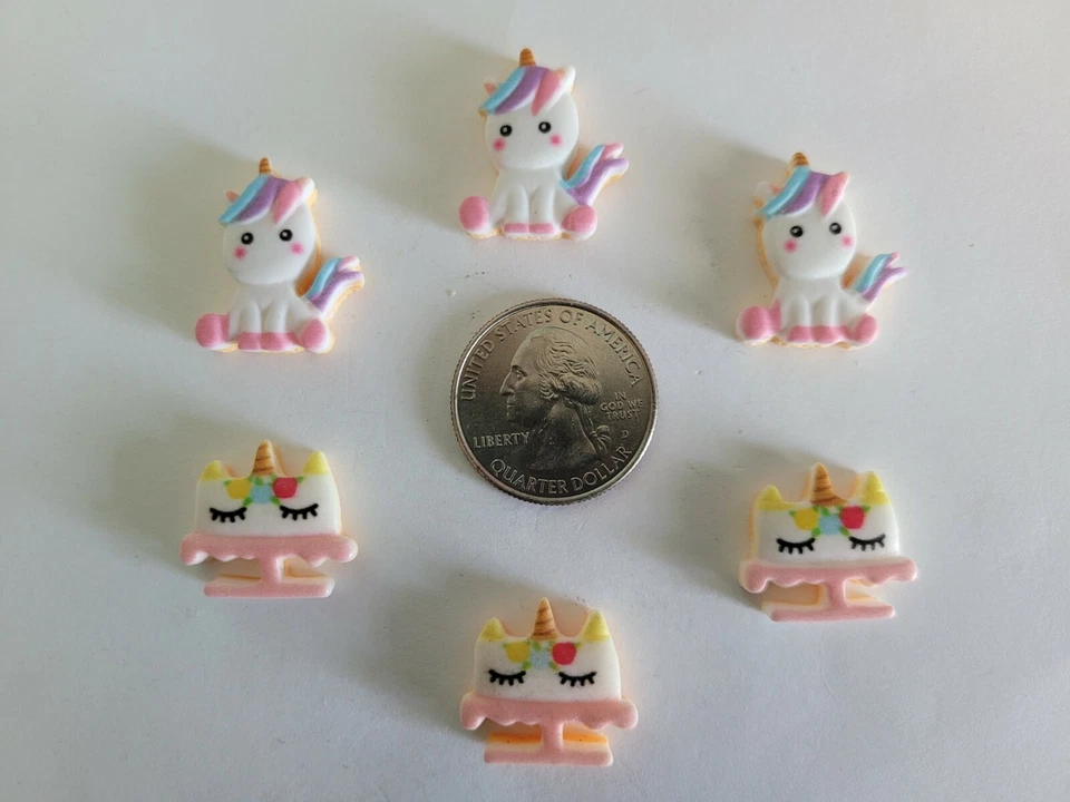 6 Pcs Lot unicorn 3D resin Flatback  Cabochon Hair Bow Center Supplies - Image 1 of 1