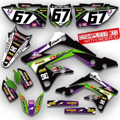 KXF 450 2012 KIT GRÁFICO KAWASAKI KX450F MOTOCROSS MOTO DE CROSS CALCOMANÍAS MORADAS   Foto 1 de 4