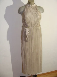 Edles Satin Glanz Kleid in Gold Beige mit tollen Plissee Falten Größe 48 / 2XL - Bild 1 von 6