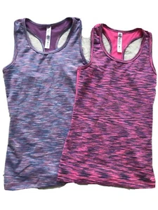 Lot of 2 Girls Racer Back Sport Tops by 90 Degrees, Pink (M) And Lavender (L) - Picture 1 of 10