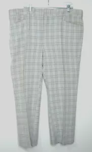 Talon Straight Leg Mens 42x27 Trouser Pants Gray Yellow Plaid Checkered Golf 80s - Picture 1 of 12