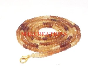 3-4MM Natural Hessonite Garnet Faceted Bead Beaded Necklace Vintage Rich Jewelry - Picture 1 of 6