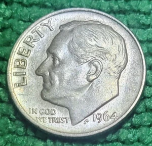 $$$$$$ 1964 Roosevelt Dime 10C US Münze 90% Silber $$$$$$ - Bild 1 von 2