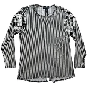 Camicia Joan Vass donna media nera bianca righe verticali elasticizzata blusa top - Foto 1 di 9