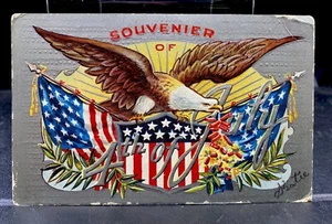 American Eagle, Flags Firecrackers 1909 4th of July Postcard-Series No.3 Silver - Picture 1 of 2
