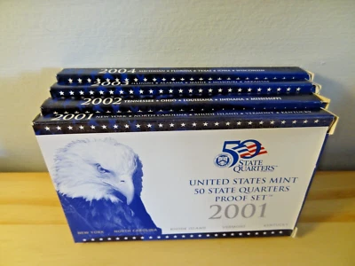 01, 02,03,04 S Clad PROOF Quarter Sets in Original US Mint boxes (4) - Image 1 of 3