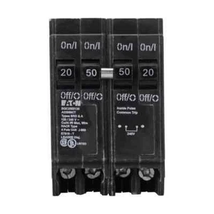 Eaton BQC Quadplex Circuit Breaker, 120/240V, (2) 20A, (1) 50A, 10kA Interrupt - Picture 1 of 1