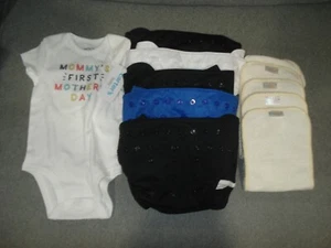 Lot of 5 Alva Baby Cloth Diapers + New Carter 6M  baby body suit - Picture 1 of 7