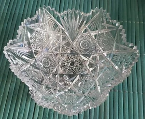 ANTIQUE SPARKLING ABP CUT GLASS MINT OR NUT DISH UNUSUAL SHAPE - Picture 1 of 11