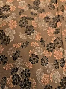 Vintage Earth Tone Brown Gray Tan Black Floral Flowers Fabric 35" X 4 yds - Picture 1 of 7