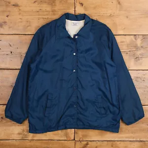 Vintage Sears Coach Jacket L 80s Raglan Blue Womens Snap - Picture 1 of 9