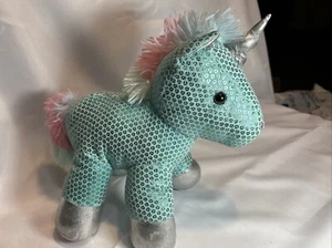 Shimmery Plush Unicorn Stuffed Animal Gift Present 12" Tall Dan Dee Rainbow New - Picture 1 of 3
