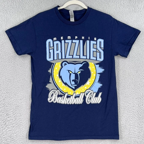 Memphis Grizzlies Shirt Adult Small Navy Blue NBA Graphic Crewneck Tee Unisex Cover