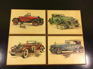 4 J.B. Rivard antike Autodrucke auf Holz Set Hoda Deko Zubehör Dallas - Bild 1 von 5