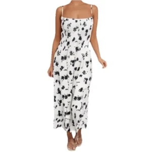 REFORMATION Sable Blueberries Dress XS  White Smocked Midi Picnic Romantic Girly - Picture 1 of 15