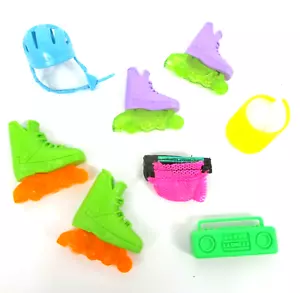 Barbie Ken Doll Roller Blades Mixed Lot Helmet Visor Boom Box Belt Bag 8 Pcs - Picture 1 of 5