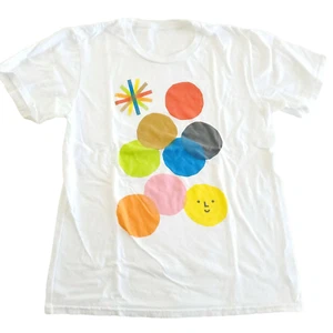 T-shirt bambini stampa cerchi geometrici ragazzo medio camicia bianca top stampata gioventù - Foto 1 di 9