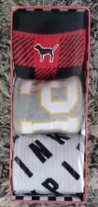 Victorias Secret PINK 3pk Knee High crew Socks Gift Set nEW - Picture 1 of 4