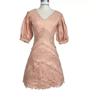 Vestido para mujer estampado corazón lino dupe parecido melocotón/rosa talla XS - Imagen 1 de 6