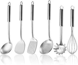 6-Pc Stainless Steel Kitchen Utensils Set, Dishwasher Safe - Picture 1 of 7