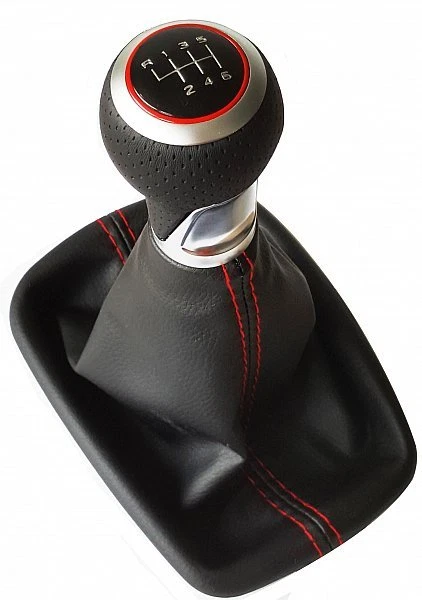 PASST FÜR AUDI  A4 B8 8K LEDER 6G SCHALTKNAUF SCHALTSACK NAHT ROT / T2 - Bild 1 von 1