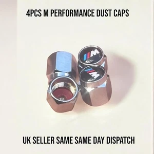 4x Metal M SPORT Chrome DUST caps BMW Wheel Tyre Valve Caps Covers 1 3 5 7 gift - Picture 1 of 6