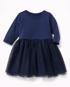 NWT OLD NAVY 18/24 MONTHS NAVY BLUE LONG-SLEEVE TUTU DRESS - Picture 1 of 3