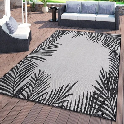Alfombra de exterior Rugshop tropical floral hojas de palma texturizada tejido plano alfombras de patio Foto 1 de 4