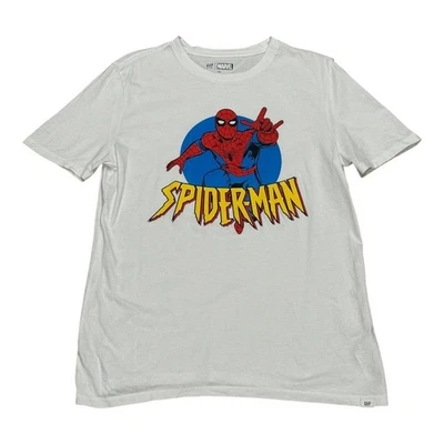 Camisa Marvel Spider-Man Niños 2XL XXL Blanca Gráfica Cómic Camiseta GAP Niños Superhéroe Foto 1 de 4