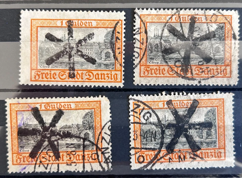 Danzig 1932 #194 Castillo y Catedral de Oliva - Cancelación de corcho 4 sellos Foto 1 de 1