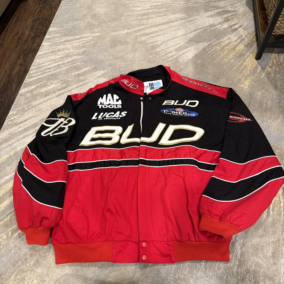 Куртка Kenny Bernstein Budweiser оригинальная NHRA 25-й год Mac Lucas размер XL б/у в отличном состоянии - Изображение 1 из 4