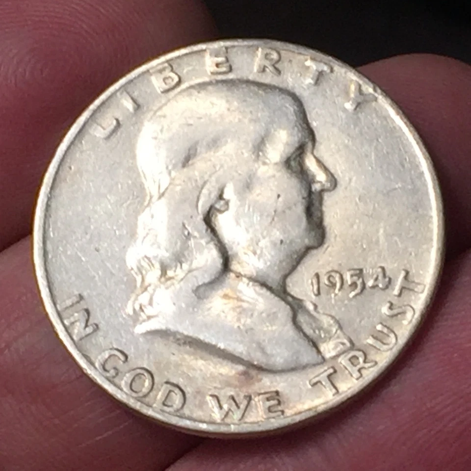 STATI UNITI -MEZZO DOLLARO "FRANKLIN" -HALF DOLLAR 1954 - ARGENTO '900 CAMPANA - Immagine 1 di 2
