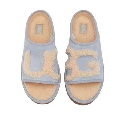 Zapatillas UGG Slide Horizon azul lana de oveja natural punta abierta talla 10 Foto 1 de 4