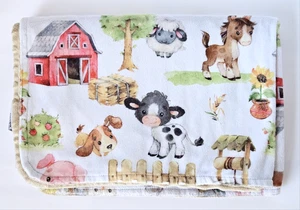 Honey Lemonade Farm Animal Soft Plush Minky Dot Baby Blanket 30x40 New - Picture 1 of 6