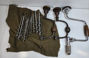 Erdbohrer Bit Klammer Handbohrer Bits Stanley Handwerker Antik Holzbearbeitung Werkzeug Posten - Bild 1 von 13