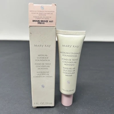 New In Box Mary Kay Medium Coverage Foundation Bronze 607 Normal/Oily -Pink Cap - Image 1 of 2