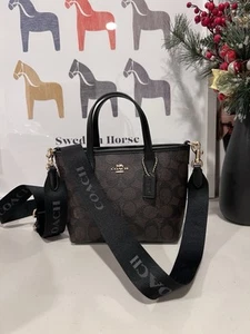 Coach City Mini Tote Bag In Signature Canvas In Gold/Walnut/Black CW032 - Picture 1 of 11