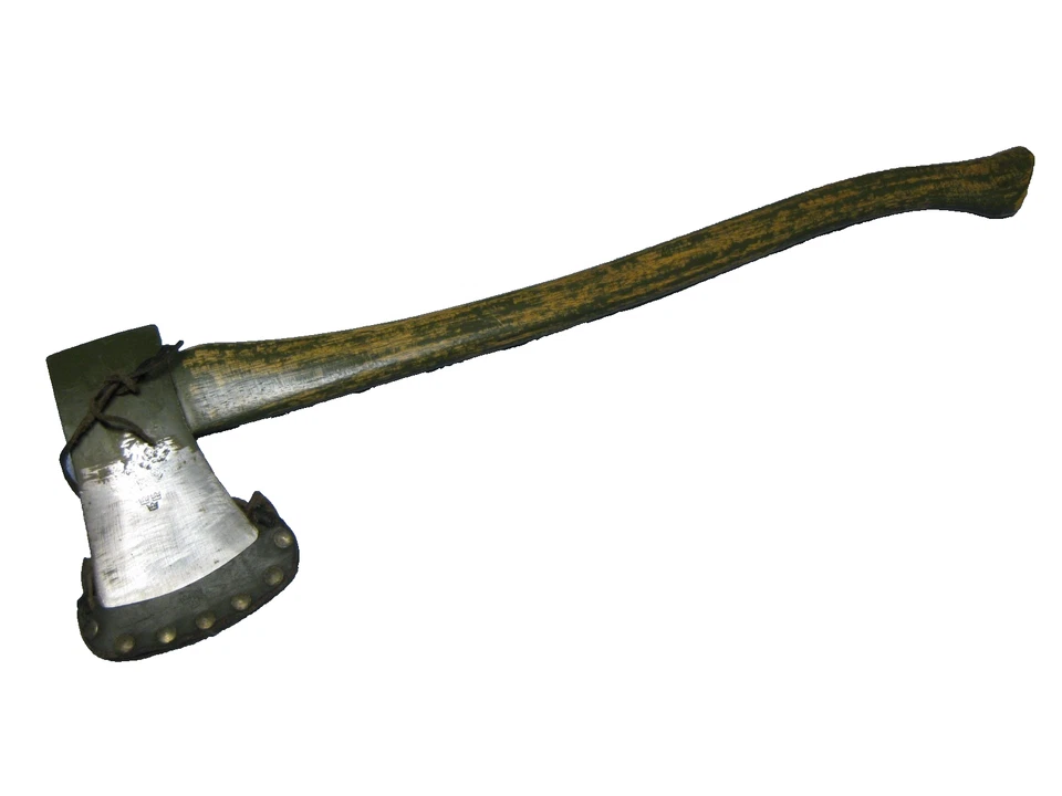 Винтажный зеленый военный топор Hulks Bruk Швеция с кожаным чехлом на лезвие - Изображение 1 из 4