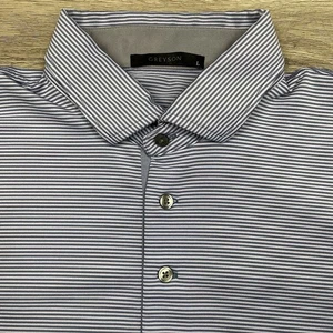 Greyson Golf Polo Shirt Mens L Blue White Striped Stretch Performance Casual - Picture 1 of 18