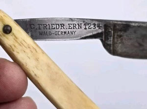 Navaja recta vintage C FRIEDR.ERN 1234 Wald Alemania sello de error de diamante negro - Imagen 1 de 12
