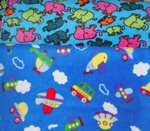 Vliesstoff (€12/m²) 0,3m Kinderstoff bunte Elefanten Fleece 1,5m breit - Bild 1 von 2
