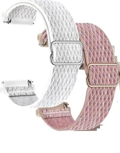 Geiomoo Samsung Galaxy Watch 20mm Stretchy Nylon Strap Band White & Pink 2 pack - Picture 1 of 5