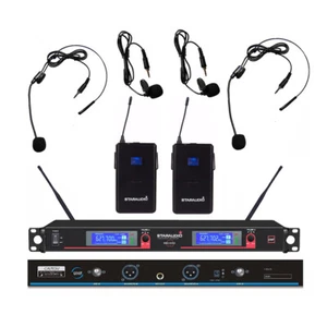 Sistema de Micrófono Inalámbrico STARAUDIO 2 Canales UHF Lavalier Auriculares Micrófono - Imagen 1 de 12