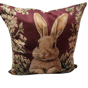 Bunny & Floral Throw Pillow - Zippered - Easter Spring Decor 18x18” - Picture 1 of 6