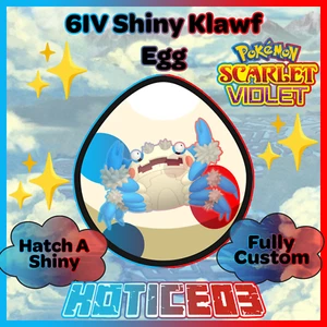 Klawf ✨ SHINY 6IV EGG ✨ Pokemon Scarlet & Violet ✨ TEAL MASK DLC ✨ - Picture 1 of 24