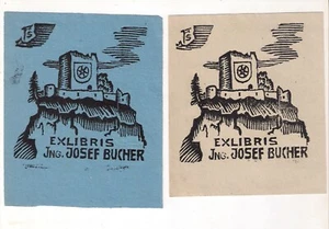2 Ex-Libris Alois Konrad Schwärzler Orig. Holzschnitt Josef Bucher (33) - Picture 1 of 2