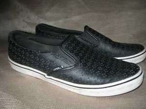 Van's Off the Wall Women's Perforated Black leather slip on. Sz 9. Cute style! - Picture 1 of 4