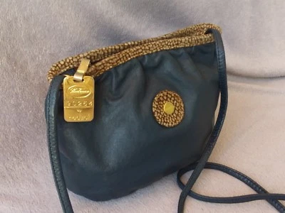 Borbonese by Redwall vintage crossbody style handbag blue with animal print trim - Image 1 of 4